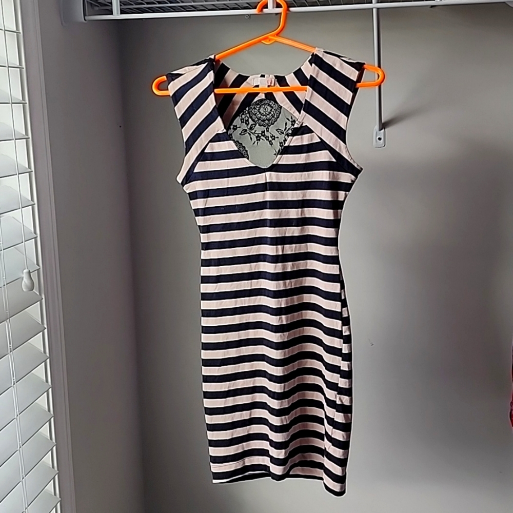 GB gorgeous dress with black and cream stripes with lace back. XS